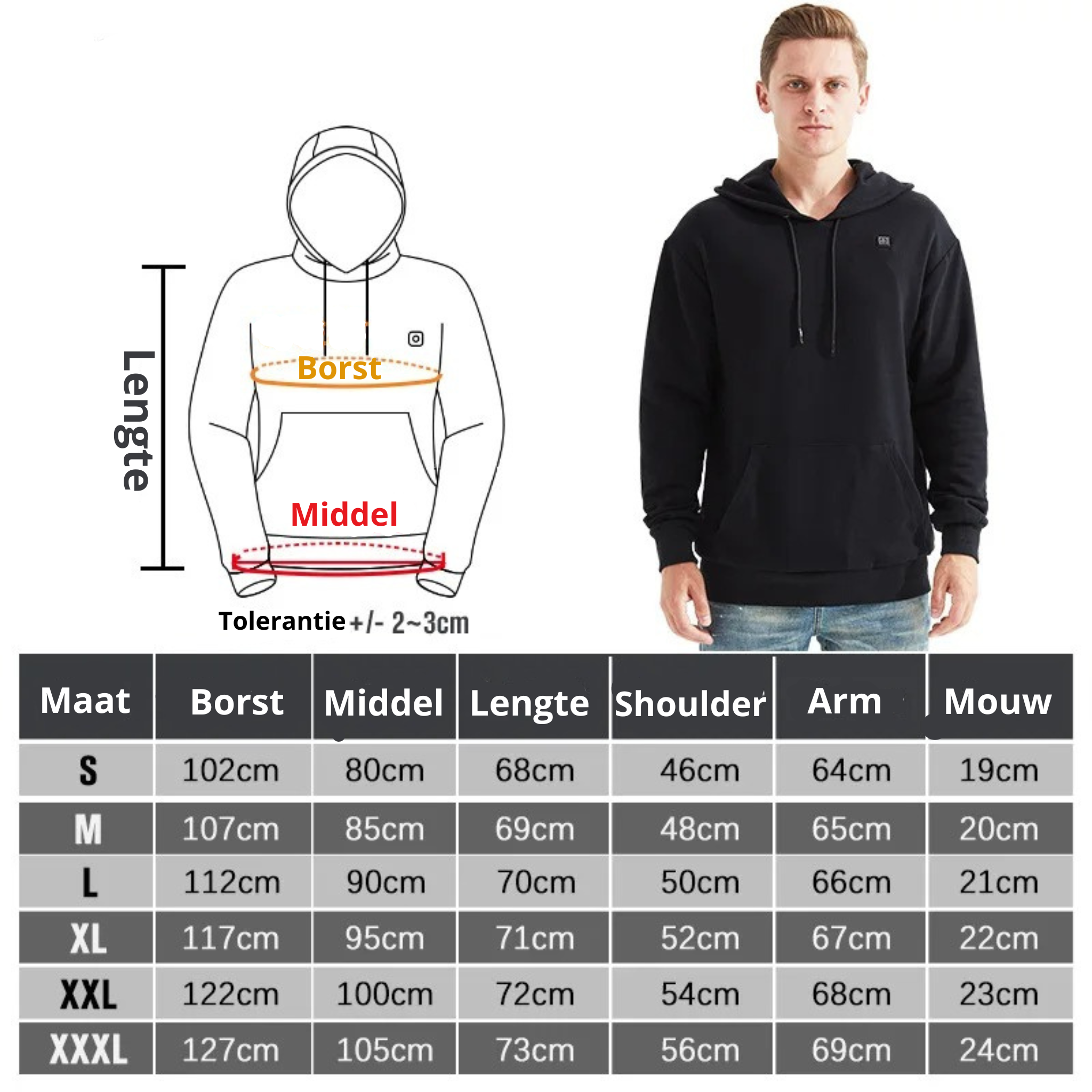 Verwarmde Unisex Hoodie