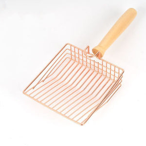 Steel Silver Cat Litter Scoop Large with Wooden Handle